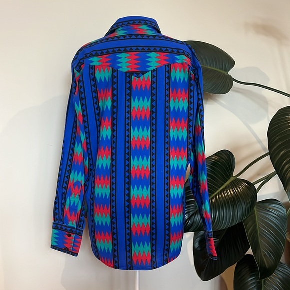 Vintage Ruddock Bros shirtmaker western Aztec patterned long-sleeve shirt - Picture 3 of 12